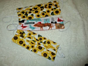 FACE MASKS~Adult Size~Farm Animals and Sunflowers~3 qty. Handmade~NEW - Bild 1 von 8