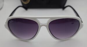 RAY BAN Aviator Sunglasses RB4125 White Frame Black earpiece Purple Lenses ITALY