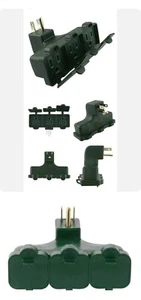 RIGHT ANGLE 3 OUTLET WALL TAP GROUNDED Plug Adapter Assorted Colors - Picture 1 of 2