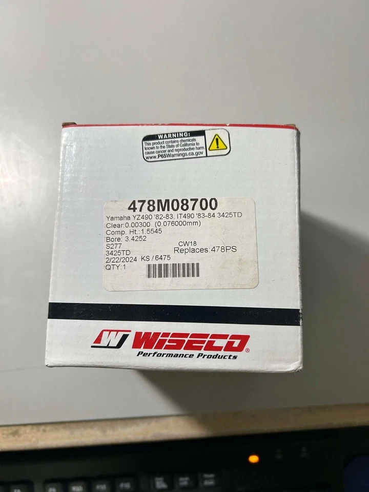 Culata de pistón Yamaha YZ490 IT490 Wiseco 87 mm diámetro 478M08700 Foto 1 de 1