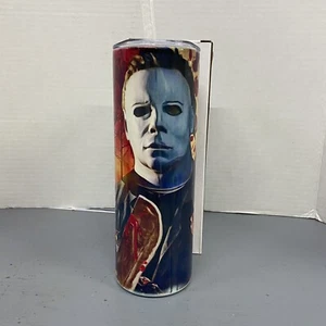 Bicchiere skinny Micheal Freddy and Jason icone horror 20 oz con cannuccia e confezione regalo - Foto 1 di 4