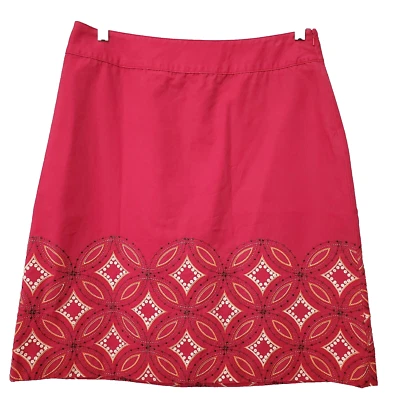 Falda Talbots Algodón Rojo Bordado Lentejuelas Línea A Cremallera Lateral Talla 10 De Colección Foto 1 de 4