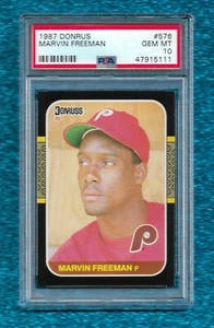 1987 DONRUSS #576 MARVIN FREEMAN PSA 10 GEM MINT ROOKIE RC POP 3 PHILLIES BRAVES - Bild 1 von 1