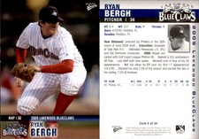 Ryan Bergh 2009 MultiAd Lakewood BlueClaws #3 Card *AutographDen*