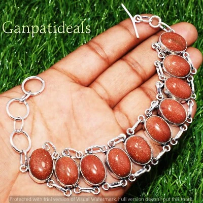 Pulsera grande de piedras preciosas de moda de piedras solares enchapada en plata de ley 925 joyas Foto 1 de 4