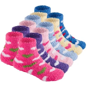 6 Pairs Warm Fuzzy Socks for Kids with Grippers - Non Skid Slipper Socks for ... - Picture 1 of 9