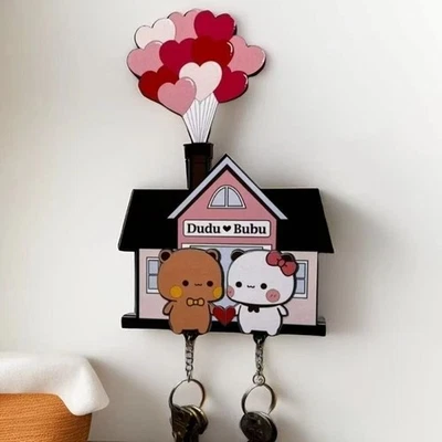 Llavero de pared Panda Bubu y Dudu acrílico colgante de dibujos animados Foto 1 de 4