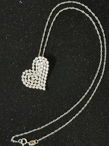 Sterling Silber 925 cz gepflastertes Herz Anhänger Halskette - Bild 1 von 6
