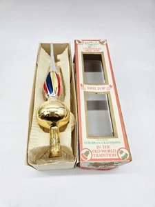 Vintage Commodore Hand Decorated Glass Christmas Tree Topper 10" - Picture 1 of 4