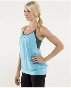 Lululemon No Limits Blue Tank Top Built In Bra Size 6 Workout Yoga - Picture 1 of 16