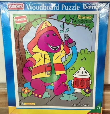 Rompecabezas de madera Playskool Barney As Fire Chief 1993 8 piezas 328-05 nuevo sellado de colección Foto 1 de 4