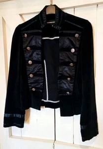 Warehouse Ladies Navy Velvet Military Style Gothic Jacket- Size 8 - Picture 1 of 10