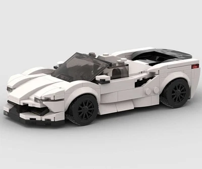 Custom MOC Lego White Ferrari SF90 Super Car 249 Piece Building Brick Car - Image 1 of 4