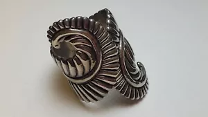 Vintage Large .925 Sterling Silver Feathers / Leaves Hinged Bracelet - Picture 1 of 7
