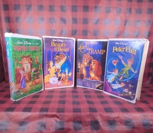 Lot of 4 VHS Disney Black Diamond Classics Beauty Beast Robin Hood Peter Pan - Picture 1 of 12
