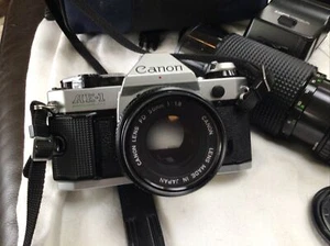 Canon AE-1 Program SLR 35mm Film Camera w/ Canon FD 50mm 1:18 Lens - Picture 1 of 7