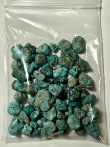 Gen Türkis Seafoam Nugget Perlen - 70er Jahre NOS - Mexiko - 48,3g 241ct stabilisiert - Bild 1 von 7