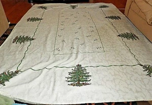 SPODE Avanti CHRISTMAS TREE Tablecloth Ivory Embossed 58x80 Rectangle RN87801 - Picture 1 of 7