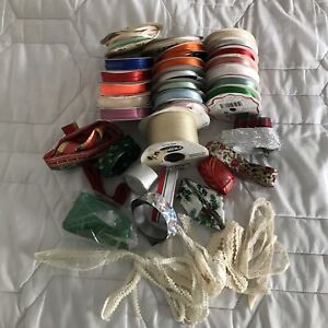Ribbon Rolls Mixed Colors Craft Scrapbooking Gift Wrap New Used Lot of 37