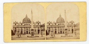 Vue Stéréo PHOTO vers 1860, Brogi Italia Italie ROMA Eglise St Pierre - Picture 1 of 2