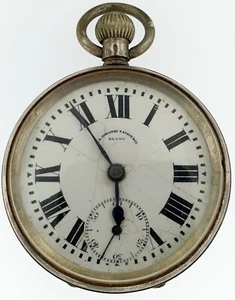 Patria Swiss 12 Size Sterling Silver Hand Engraved 15 Jewel Pocket Watch Runs - Picture 1 of 8