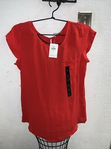 Banana Republic Short Sleeve Blouse Pocket Polyester Sz Med. RN 54023 NWT - Picture 1 of 14