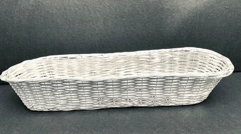 Vtg  French Bread Basket Textured Silver Tone Metal Strips Woven Into Wire Frame Cover