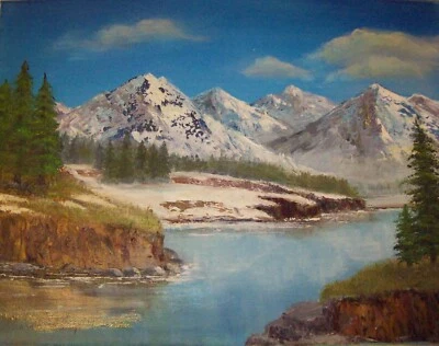 Original Landscape Oil Painting Signed by Artist Sharon Champ - Bob Ross Style - Image 1 of 2