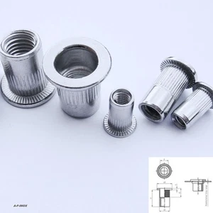 Einnietmuttern Flachkopf Art.1025 Edelstahl VA Nietmuttern Blindnietmuttern  V2A - Bild 1 von 1