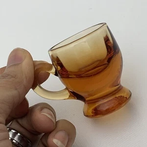 RARE Vintage Orange Shot Glass Art Glass 2" Hand Blown W/ Handle - Picture 1 of 16