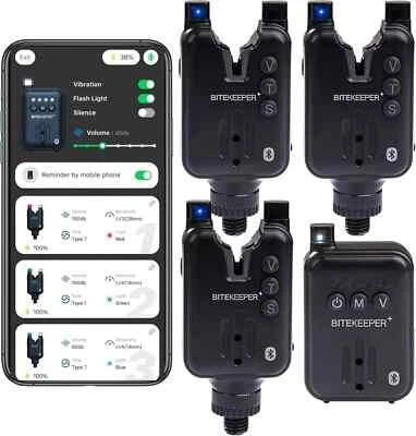 Rippton BiteKeeper Pro 3 Alarms & Receiver Fishing Alarm FREE RIPPTON HEADTORCH — 第 1/4 张图片