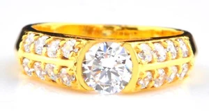 585er Gelbgold 2,00Kt Runden Form D/VVS1 Solitär mit Akzenten Verlobung Ring - Picture 1 of 13