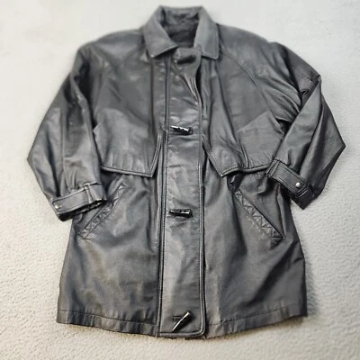 Chaqueta de Cuero Wilsons De Colección Mediana Grunge Pesada Palancas Parka Motociclista Cordón Foto 1 de 4