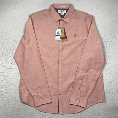 Camisa Original Penguin Calce Ajustado Para Hombres XL Naranja Meca Abotonada Manga Larga Foto 1 de 4