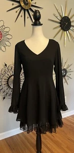 Vivienne Tam Small Black Dress LBD Chiffon Ruffle Cuffs and Hem READ - Picture 1 of 12