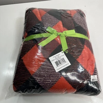 "Manta Vera Bradley suave felpa a cuadros de búfalo naranja quemado 80""x50"" - nueva con etiquetas" Foto 1 de 4