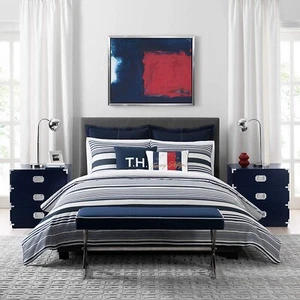 NEU Tommy Hilfiger Island Streifen Bettbezug Set Twin Navy 15T0431-TW-N1-D2 2 - Bild 1 von 4