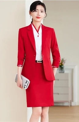 Traje Falda Plisada Forrada Poliéster Rojo JONES NEW YORK 2 PIEZAS - Talla 10 Foto 1 de 3