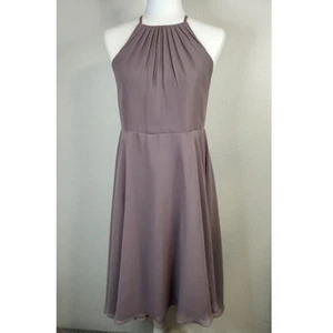 JJ's House Dusk Halter Neck Chiffon Bridesmaid Knee Length Formal Dress Size 16 - Picture 1 of 12