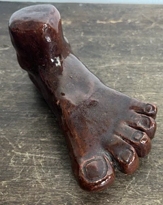 Antique Redware Foot Pottery Ceramics Folk Art 1930s 1940s - Picture 1 of 20