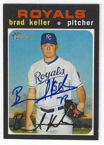BRAD KELLER KANSAS CITY ROYALS SIGNED TOPPS HERITAGE BASEBALL CARD CHICAGO CUBS - Picture 1 of 1