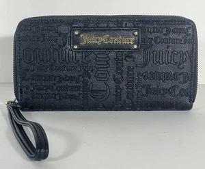 Juicy Couture Black Embossed Zip Around Wallet Wristlet Brand New 21x11cm - Bild 1 von 5
