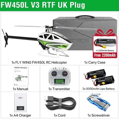FlyWing FW450L V3 RC Helicopter Remote Control Helicopter GPS ACE Flight Control - Image 1 of 4