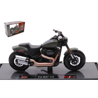 HARLEY DAVIDSON FAT BOB 114 2022 OLIVE MATT 1:18 Maisto Moto Modellino Nuovo - Immagine 1 di 3