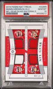 2019 PANINI NATIONAL TREASURES QUAD JERSEY PATRICK MAHOMES TRAVIS KELCE PSA 10 - Picture 1 of 2