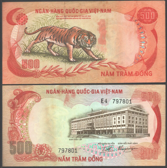 Iconic TIGER Note. Vietnam War Era South Vietnamese 500 Dong 