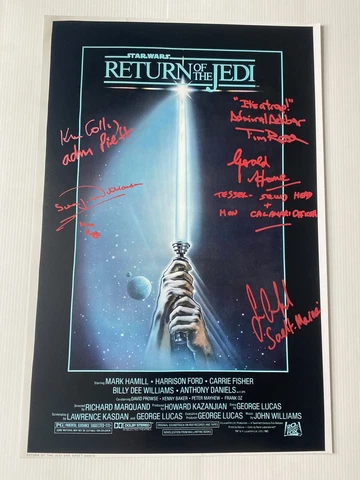 Star Wars Return Of The Jedi Cast X5 Multi AUTOGRAPH Signed 18x12” Photo COA Cover