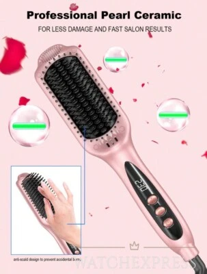 SPAZZOLA ELETTRICA LISCIANTE PER CAPELLI TEMPERATURA REGOLABILE PIASTRA - Immagine 1 di 4