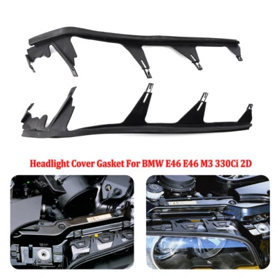 Pair Headlight Cover Strip Upper Headlamp Seal Gasket For BMW E46 325CI 330CI M3 Foto 1 de 4