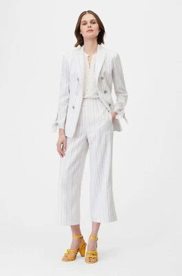 TAILORED BY REBECCA TAYLOR Traje a Rayas Blazer Recortado Pantalones Anchos 0 NUEVO CON ETIQUETAS $475 Foto 1 de 4